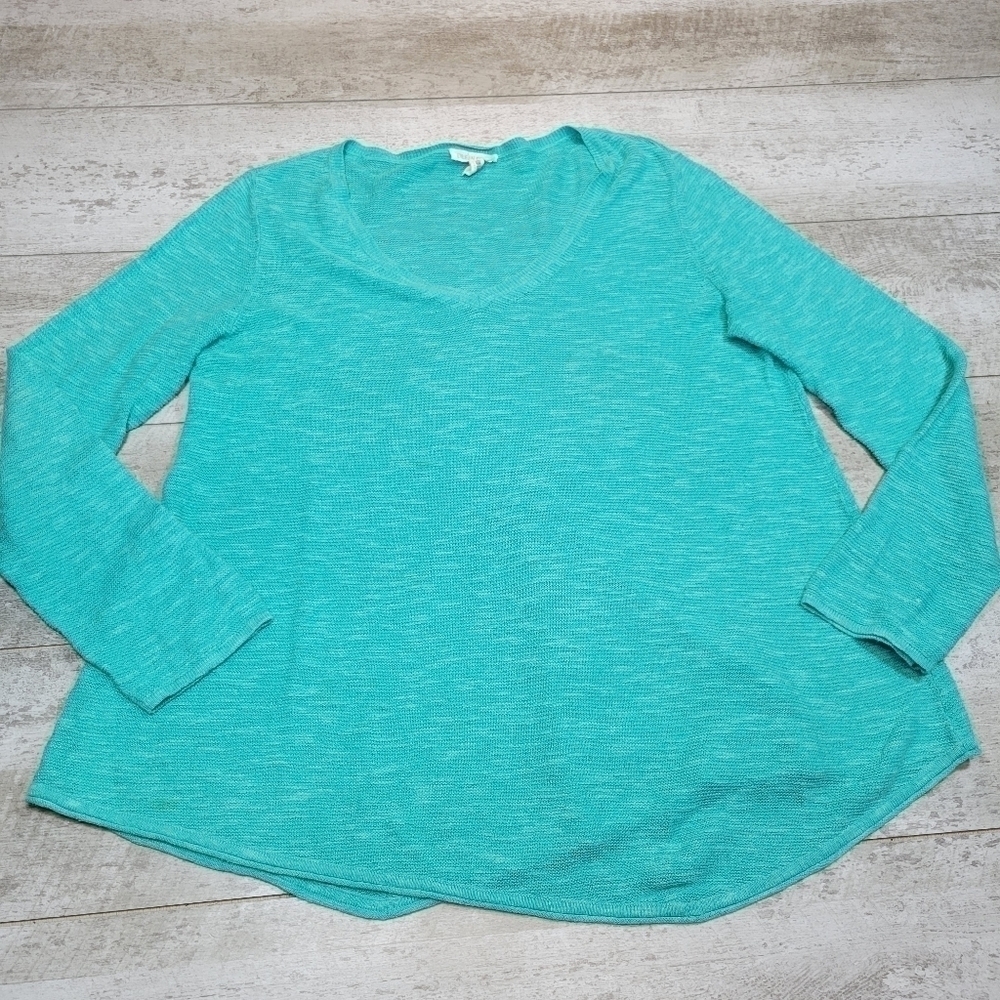 Eileen Fisher Organic Linen V-Neck Tunic Sweater Size Small